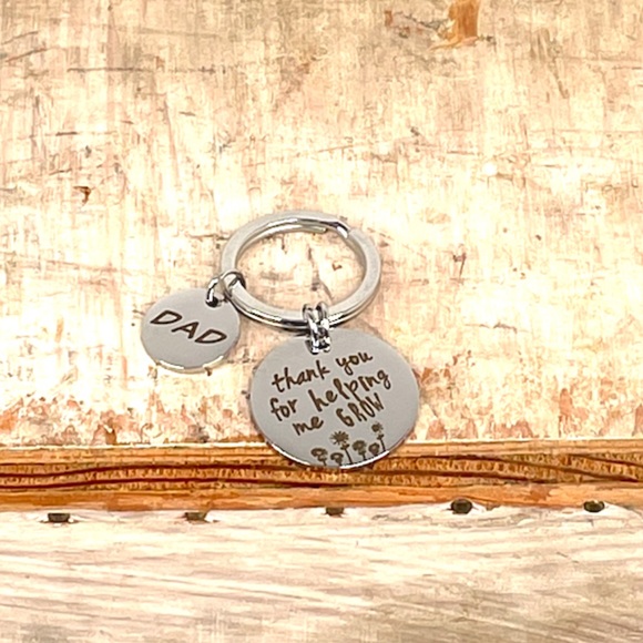 Thank You For Helping Me Grow Dad Key Chain Silver - Picture 5 of 5